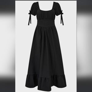 Killstar Black Maxi Dress with Puff Sleeves
